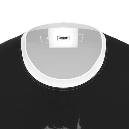 Legend Atelier: Black Liam Gallagher Printed T-Shirt with White Neck